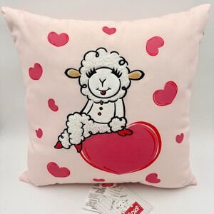 Lamb‎ Chop Shari Lewis Pink Heart Embroidered Decorative Throw Pillow 18x18 NEW